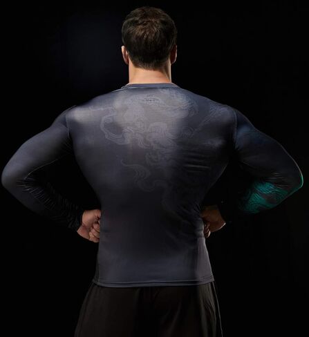 Red Plume Men’s 3D Printed Compression Long Sleeve T Shirts Top Tees in Kuwait