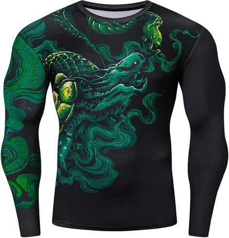Red Plume Men’s 3D Printed Compression Long Sleeve T Shirts Top Tees in Kuwait