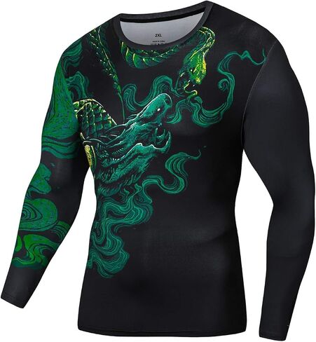 Red Plume Men’s 3D Printed Compression Long Sleeve T Shirts Top Tees in Kuwait