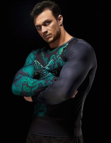 Red Plume Men’s 3D Printed Compression Long Sleeve T Shirts Top Tees in Kuwait