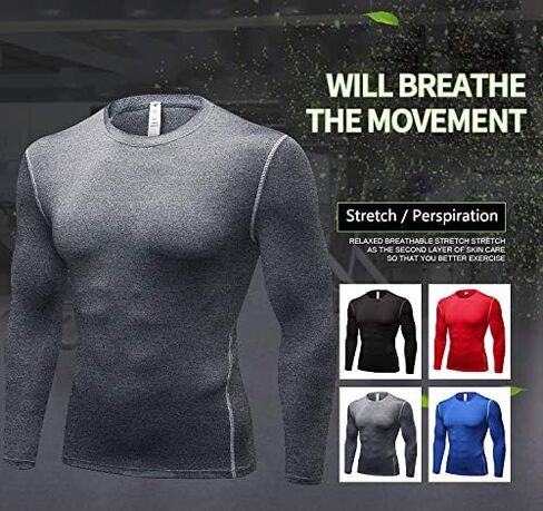 مجموعة من 3 قمصان ضغط للرجال من Queerier، قمصان داخلية بأكمام طويلة للرجال، قمصان حرارية رياضية أساسية in Kuwait