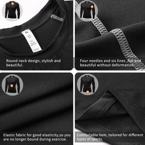 Queerier 3 Pack Men's Compression Shirt Long Sleeve Undershirts for Men Baselayer Sports Thermal Tops in Kuwait