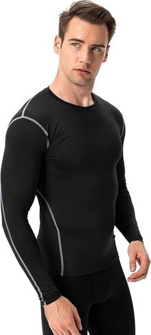Queerier 3 Pack Men's Compression Shirt Long Sleeve Undershirts for Men Baselayer Sports Thermal Tops in Kuwait