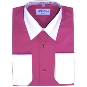 Berlioni Men's Two-Tone French Convertible Cuff Button Up Dress Shirt in Saudi Arabia