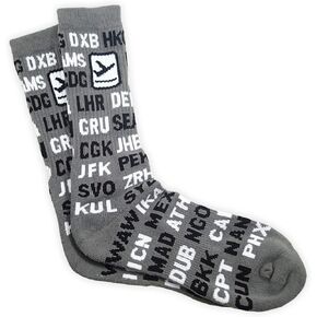 International Airport Codes, Aviation-Themed Premium Crew Socks 1-Pair in Saudi Arabia