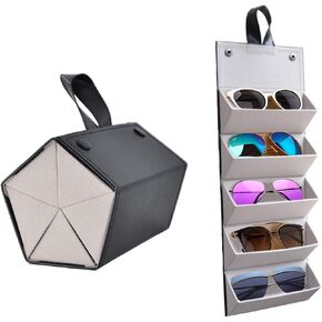 Sunglasses Storage Organizer Holder Foldable Travel Case with 5 Slot Compartments for Multiple Glasses in Saudi Arabia