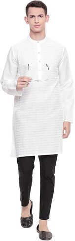 In-Sattva Men's Indian Mandarin Collar Handcrafted Fine Embroidered Kurta Tunic in Kuwait