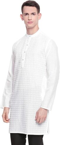 In-Sattva Men's Indian Mandarin Collar Handcrafted Fine Embroidered Kurta Tunic in Kuwait