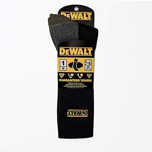 DeWALT Wool High Boot Cut Socks (Black) | Premium Warm Socks for Men | Moisture-Wicking Wool Blend Winter Socks with Reinforced Cushioned Heel | Stay in Place All Day Long | 1 Pair in Kuwait
