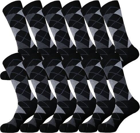 جوارب رجالية من ARGYLE Groomsmen، مجموعة جوارب متطابقة، جوارب لحفلات الزفاف، مزيج من القطن، 12 زوجًا من Royal Classic 10-13 in Kuwait