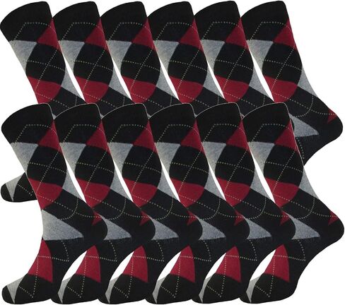 جوارب رجالية من ARGYLE Groomsmen، مجموعة جوارب متطابقة، جوارب لحفلات الزفاف، مزيج من القطن، 12 زوجًا من Royal Classic 10-13 in Kuwait