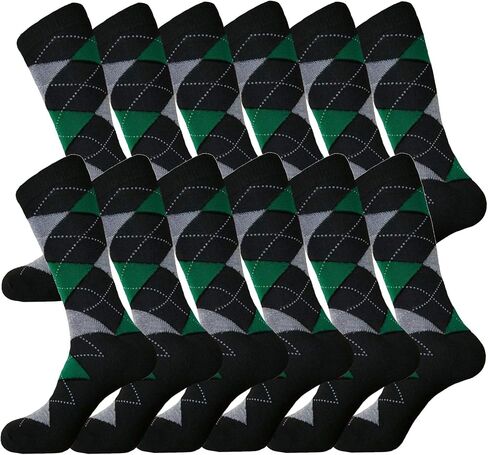 جوارب رجالية من ARGYLE Groomsmen، مجموعة جوارب متطابقة، جوارب لحفلات الزفاف، مزيج من القطن، 12 زوجًا من Royal Classic 10-13 in Kuwait