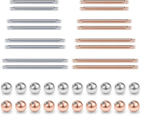 D.Bella 14G 12mm 14mm 16mm 18mm Replacement Balls Surgical Steel Straight Bar Body Piercing Jewelry Barbell Parts Bar Length in Kuwait