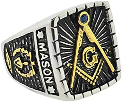 Masonic Rings for Men - Master Mason's Free Mason Signet Ring -14k Plated Stainless Steel Freemason Ring/Masonic Rings. Freemason's Jewelry for Free Masonry Member. Freemasons Ring w/Masonic Symbol in Saudi Arabia