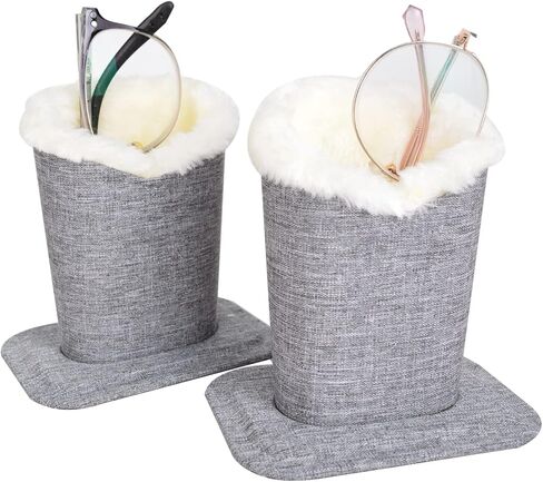 Baitaihem Pack of 2 Plush Lined Eyeglasses Holder Stand Protective Glasses Case For Desks Or Nightstands in Kuwait