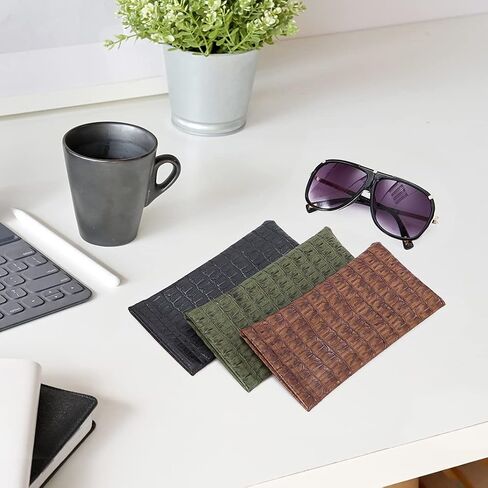 TRIUMPH VISION Squeeze Leather Sunglasses Pouch - 3 Pack Spring Storage Glasses Pouch Holder in Saudi Arabia