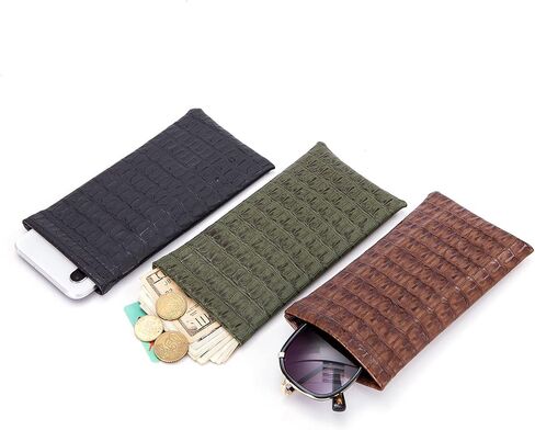 TRIUMPH VISION Squeeze Leather Sunglasses Pouch - 3 Pack Spring Storage Glasses Pouch Holder in Saudi Arabia