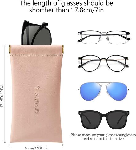 V-LAFUYLIFE 2 Pcs Sunglass Case - Portable Squeeze Top Leather Glasses Case anti-scratch Eyeglass Case in Kuwait