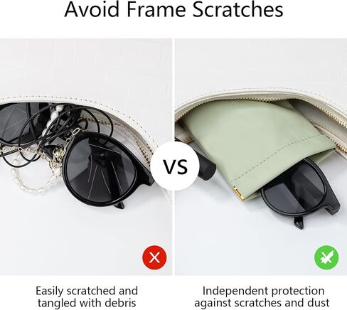 V-LAFUYLIFE 2 Pcs Sunglass Case - Portable Squeeze Top Leather Glasses Case anti-scratch Eyeglass Case in Kuwait