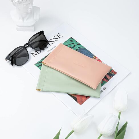 V-LAFUYLIFE 2 Pcs Sunglass Case - Portable Squeeze Top Leather Glasses Case anti-scratch Eyeglass Case in Kuwait
