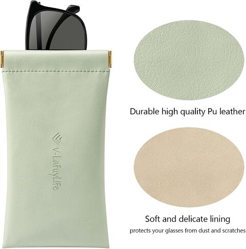 V-LAFUYLIFE 2 Pcs Sunglass Case - Portable Squeeze Top Leather Glasses Case anti-scratch Eyeglass Case in Kuwait