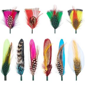MIX BROWN Hat Feathers, Assorted Natural Feather Packs Accessories for Fedora Cowboy Hats, Pork Pie Trilby Hats