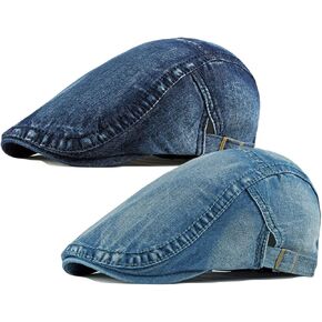 2 Pack Mens Denim Cotton Newsboy Cap Ivy Gatsby Driving Hunting Cabbie Hats in Kuwait