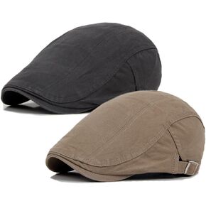 Qossi 2 Pack Newsboy Hats for Men Flat Cap Cotton Adjustable Breathable Irish Cabbie Ivy Driving Hunting Hat in Saudi Arabia