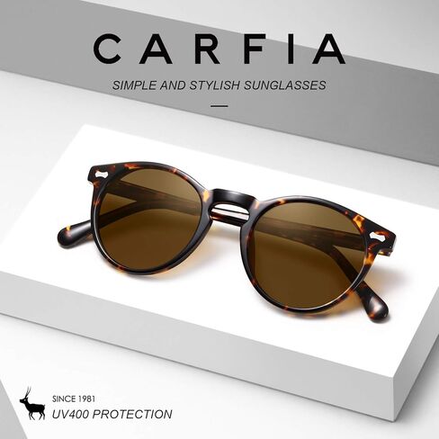 Carfia Vintage Polarized Sunglasses for Men UV400 Protection Retro Fashion Eyewear Hand-crafted Acetate Frame CA5288L in Saudi Arabia