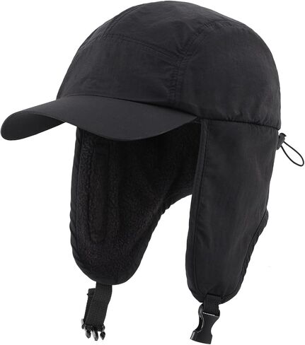 Home Prefer Waterproof Mens Winter Hat Fleece Lined Earflaps Visor Hat Face Cover in Kuwait