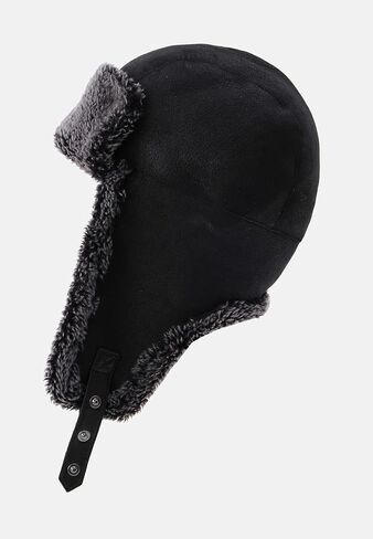 Unisex Trapper Hat with Genuine Fur - Winter Bomber Hat with Ear Flaps in Kuwait