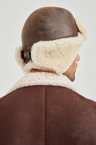 Unisex Trapper Hat with Genuine Fur - Winter Bomber Hat with Ear Flaps in Kuwait