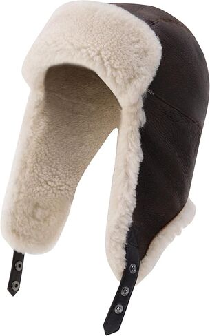 Unisex Trapper Hat with Genuine Fur - Winter Bomber Hat with Ear Flaps in Kuwait