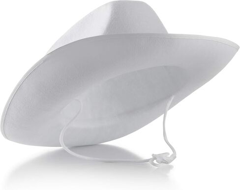 White Cowboy Hat - (Pack of 2) Felt Cowboy Hats for Women and Men with Adjustable Neck Draw String, for Dress-Up Parties and Play Costume Accessories, fits Most Teens and Adults in Saudi Arabia