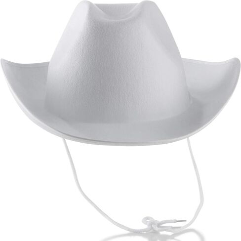 White Cowboy Hat - (Pack of 2) Felt Cowboy Hats for Women and Men with Adjustable Neck Draw String, for Dress-Up Parties and Play Costume Accessories, fits Most Teens and Adults in Saudi Arabia