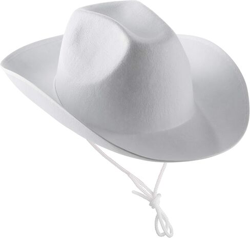 White Cowboy Hat - (Pack of 2) Felt Cowboy Hats for Women and Men with Adjustable Neck Draw String, for Dress-Up Parties and Play Costume Accessories, fits Most Teens and Adults in Saudi Arabia