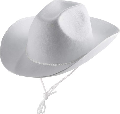 White Cowboy Hat - (Pack of 2) Felt Cowboy Hats for Women and Men with Adjustable Neck Draw String, for Dress-Up Parties and Play Costume Accessories, fits Most Teens and Adults in Saudi Arabia