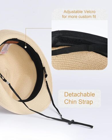 FURTALK Fedora Straw Sun Hat for Men Women Foldable Roll Up Short Brim Trilby Hat Panama Beach Hat UPF 50+ in Kuwait