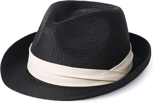 FURTALK Fedora Straw Sun Hat for Men Women Foldable Roll Up Short Brim Trilby Hat Panama Beach Hat UPF 50+ in Kuwait