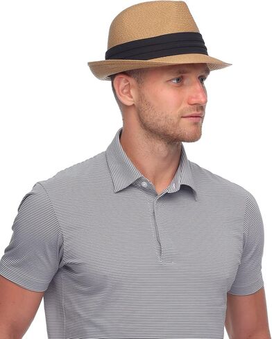FURTALK Fedora Straw Sun Hat for Men Women Foldable Roll Up Short Brim Trilby Hat Panama Beach Hat UPF 50+ in Kuwait