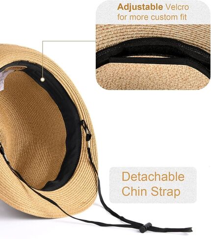FURTALK Fedora Straw Sun Hat for Men Women Foldable Roll Up Short Brim Trilby Hat Panama Beach Hat UPF 50+ in Kuwait