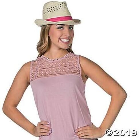 Fun Express Fedora Hats with Colorful Band - Set of 12 Party Hats for Men and Women - Pool, Beach and Cuban Party Supplies in Saudi Arabia
