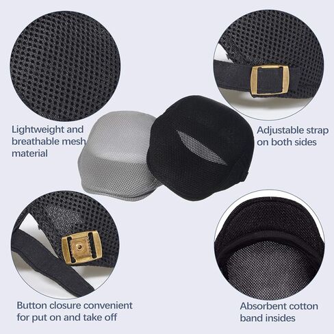 Geyoga 3 Pieces Mesh Newsboy Cap Mesh Breathable Summer Cap Adjustable Newsboy Beret Cap Cabbie Flat Cap in Kuwait