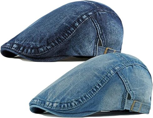 2 Pack Mens Denim Cotton Newsboy Cap Ivy Gatsby Driving Hunting Cabbie Hats in Kuwait