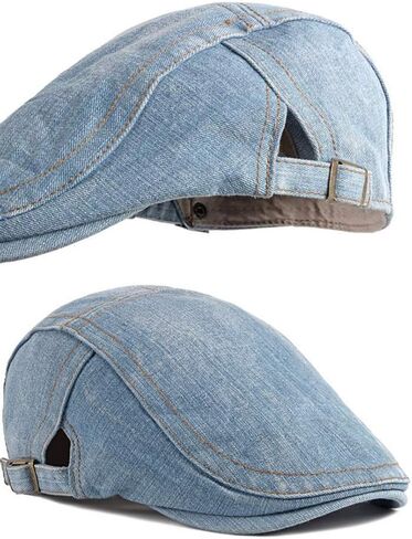 2 Pack Mens Denim Cotton Newsboy Cap Ivy Gatsby Driving Hunting Cabbie Hats in Saudi Arabia