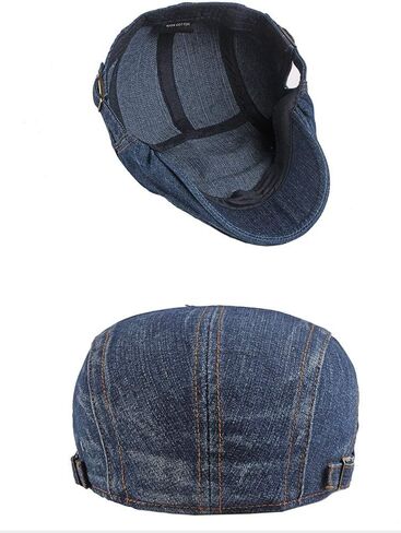 2 Pack Mens Denim Cotton Newsboy Cap Ivy Gatsby Driving Hunting Cabbie Hats in Saudi Arabia