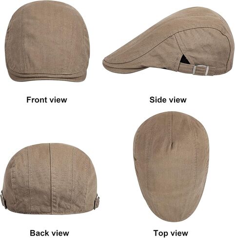 Qossi 2 Pack Newsboy Hats for Men Flat Cap Cotton Adjustable Breathable Irish Cabbie Ivy Driving Hunting Hat in Kuwait