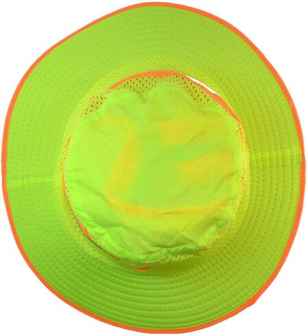 Exgreem Hi Vis Reflective Safety Breathable Green/Orange Bucket Cap Neck Flap Boonie Hats in Kuwait