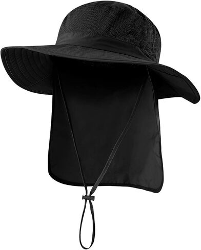 Home Prefer Outdoor UPF50+ Mesh Sun Hat Wide Brim Fishing Hat with Neck Flap Sun Hat for Men Women in Kuwait