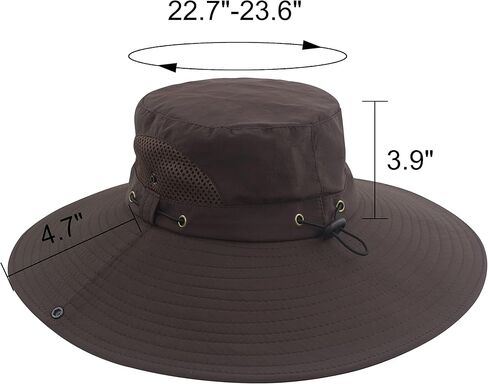 Muryobao Mens Sun Hats UPF 50+ Waterproof Mesh Wide Brim Bucket Fishing Hat in Kuwait
